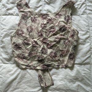 SHEIN Cream and Brown Floral tank top that ties in back